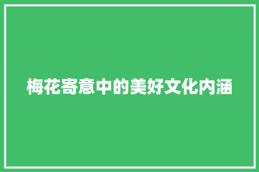 梅花寄意中的美好文化内涵