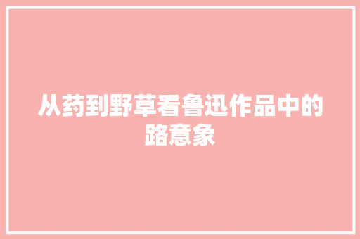 从药到野草看鲁迅作品中的路意象