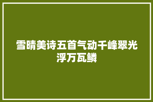 雪晴美诗五首气动千峰翠光浮万瓦鳞