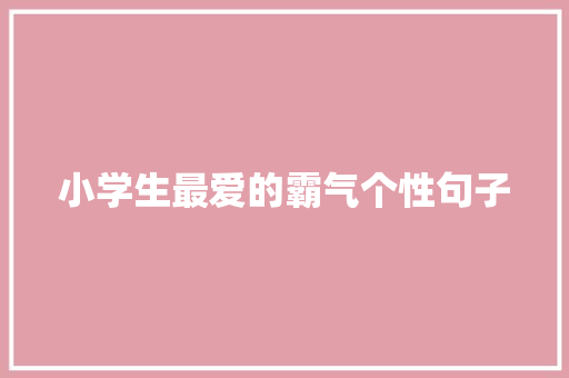 小学生最爱的霸气个性句子