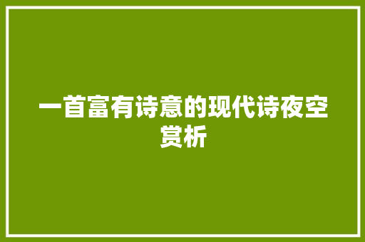 一首富有诗意的现代诗夜空赏析