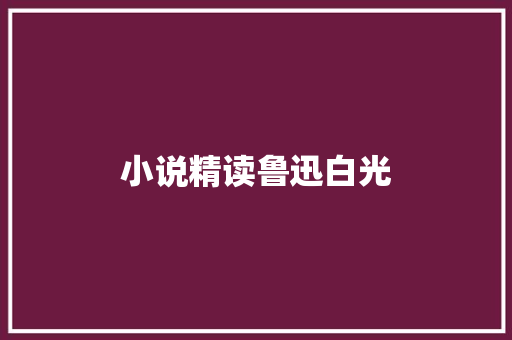 小说精读鲁迅白光