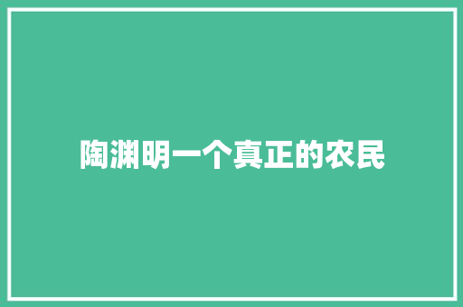 陶渊明一个真正的农民