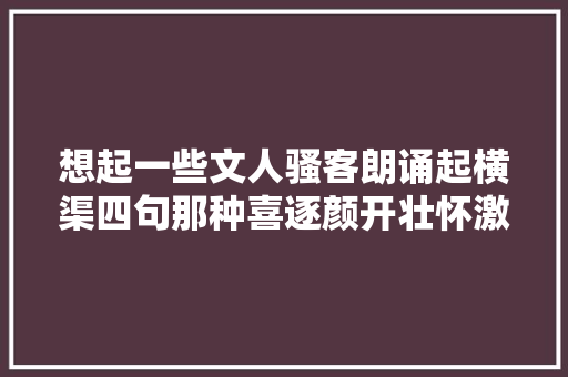 想起一些文人骚客朗诵起横渠四句那种喜逐颜开壮怀激烈