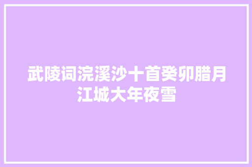 武陵词浣溪沙十首癸卯腊月江城大年夜雪