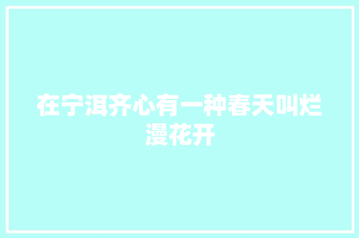 在宁洱齐心有一种春天叫烂漫花开