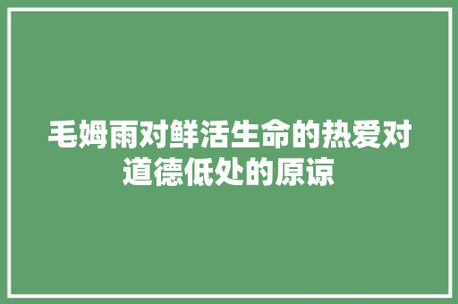 毛姆雨对鲜活生命的热爱对道德低处的原谅
