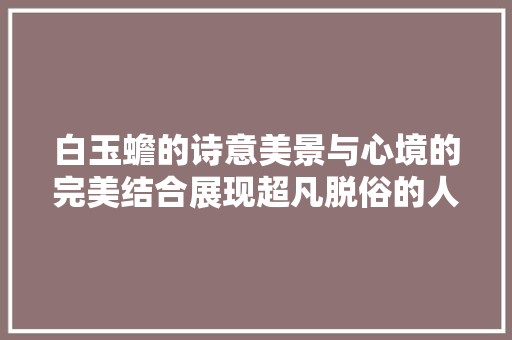 白玉蟾的诗意美景与心境的完美结合展现超凡脱俗的人生境界