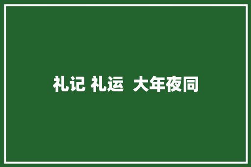 礼记 礼运  大年夜同