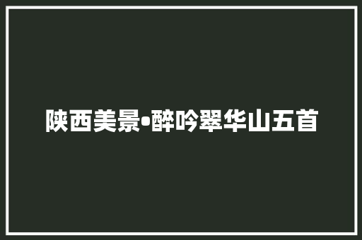 陕西美景•醉吟翠华山五首
