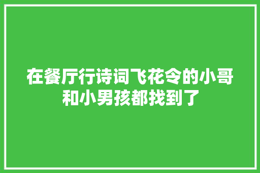 在餐厅行诗词飞花令的小哥和小男孩都找到了