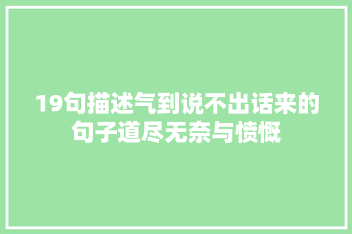 19句描述气到说不出话来的句子道尽无奈与愤慨