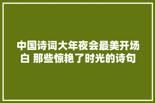 中国诗词大年夜会最美开场白 那些惊艳了时光的诗句