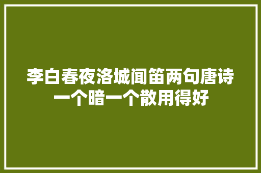 李白春夜洛城闻笛两句唐诗一个暗一个散用得好