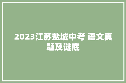2023江苏盐城中考 语文真题及谜底