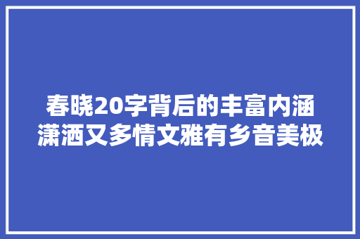 春晓20字背后的丰富内涵潇洒又多情文雅有乡音美极了