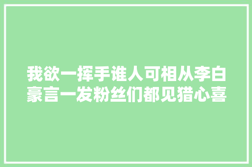我欲一挥手谁人可相从李白豪言一发粉丝们都见猎心喜了
