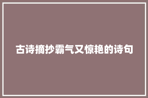 古诗摘抄霸气又惊艳的诗句