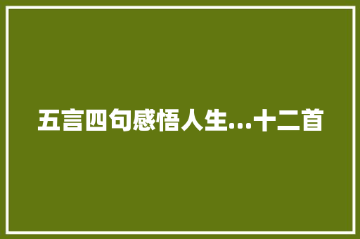 五言四句感悟人生…十二首