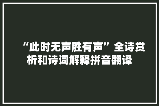 “此时无声胜有声”全诗赏析和诗词解释拼音翻译