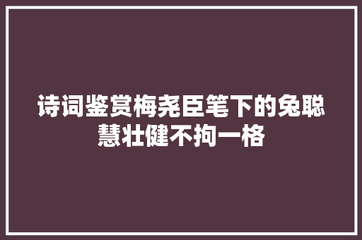 诗词鉴赏梅尧臣笔下的兔聪慧壮健不拘一格