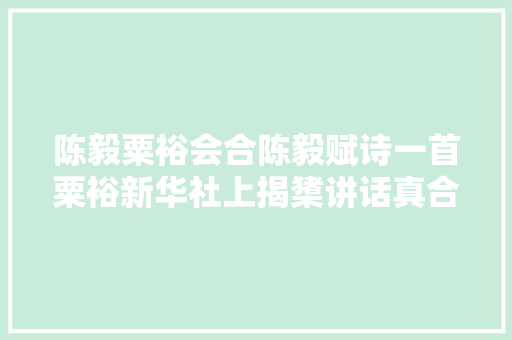 陈毅粟裕会合陈毅赋诗一首粟裕新华社上揭橥讲话真合营默契