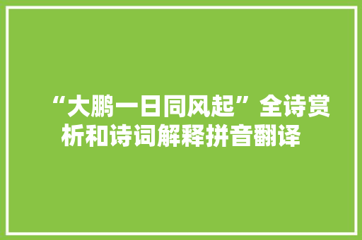 “大鹏一日同风起”全诗赏析和诗词解释拼音翻译