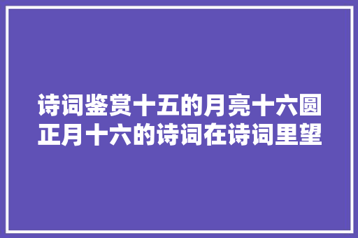 诗词鉴赏十五的月亮十六圆正月十六的诗词在诗词里望月思人