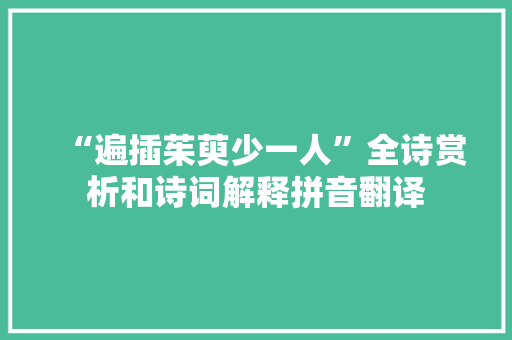 “遍插茱萸少一人”全诗赏析和诗词解释拼音翻译