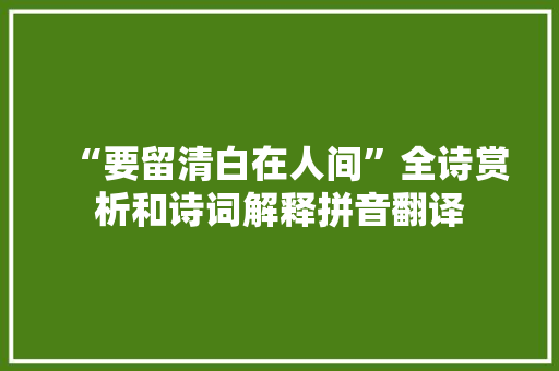 “要留清白在人间”全诗赏析和诗词解释拼音翻译