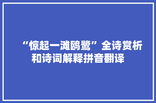 “惊起一滩鸥鹭”全诗赏析和诗词解释拼音翻译