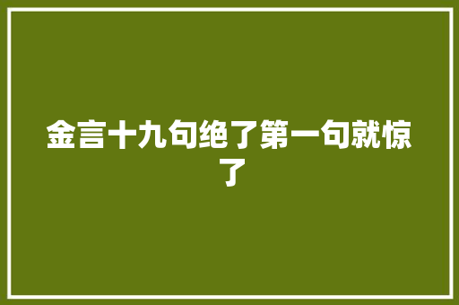 金言十九句绝了第一句就惊了