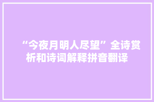 “今夜月明人尽望”全诗赏析和诗词解释拼音翻译