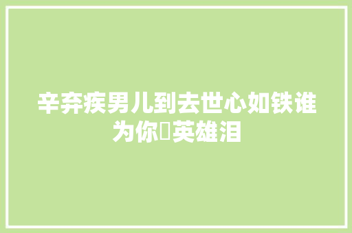 辛弃疾男儿到去世心如铁谁为你揾英雄泪