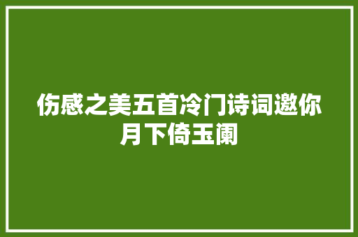 伤感之美五首冷门诗词邀你月下倚玉阑