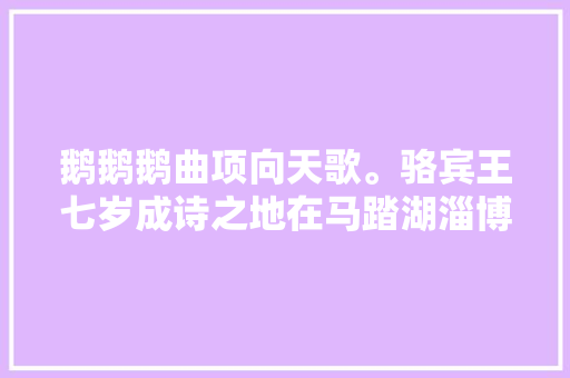 鹅鹅鹅曲项向天歌。骆宾王七岁成诗之地在马踏湖淄博马踏湖传承着千年文化故事。