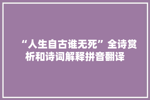 “人生自古谁无死”全诗赏析和诗词解释拼音翻译
