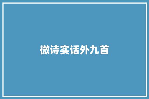 微诗实话外九首