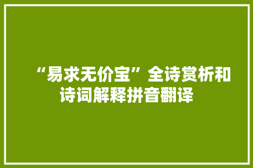 “易求无价宝”全诗赏析和诗词解释拼音翻译
