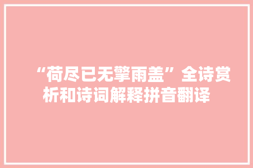 “荷尽已无擎雨盖”全诗赏析和诗词解释拼音翻译