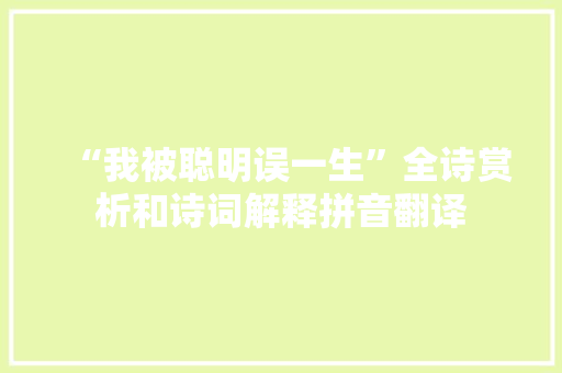 “我被聪明误一生”全诗赏析和诗词解释拼音翻译