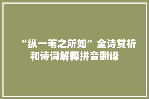 “纵一苇之所如”全诗赏析和诗词解释拼音翻译