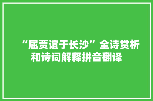 “屈贾谊于长沙”全诗赏析和诗词解释拼音翻译