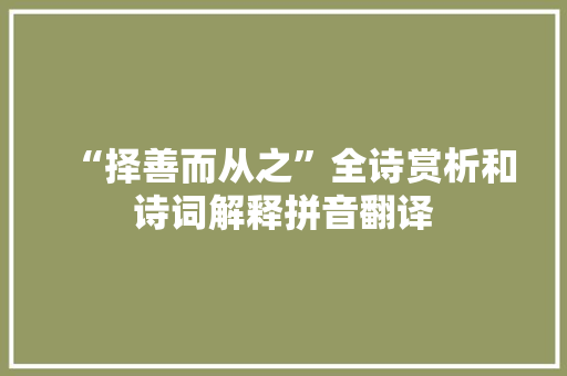 “择善而从之”全诗赏析和诗词解释拼音翻译
