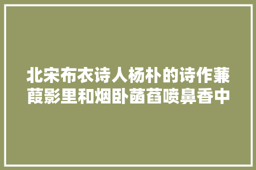 北宋布衣诗人杨朴的诗作蒹葭影里和烟卧菡萏喷鼻香中带雨披