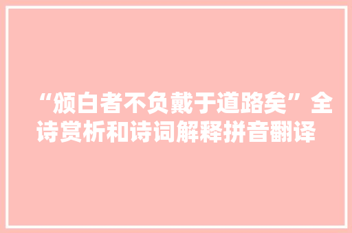 “颁白者不负戴于道路矣”全诗赏析和诗词解释拼音翻译