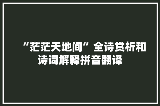 “茫茫天地间”全诗赏析和诗词解释拼音翻译