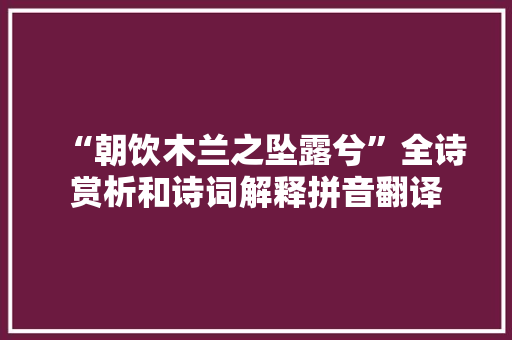 “朝饮木兰之坠露兮”全诗赏析和诗词解释拼音翻译