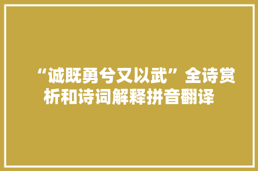 “诚既勇兮又以武”全诗赏析和诗词解释拼音翻译
