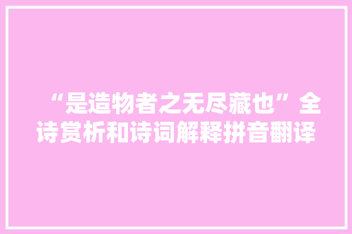 “是造物者之无尽藏也”全诗赏析和诗词解释拼音翻译